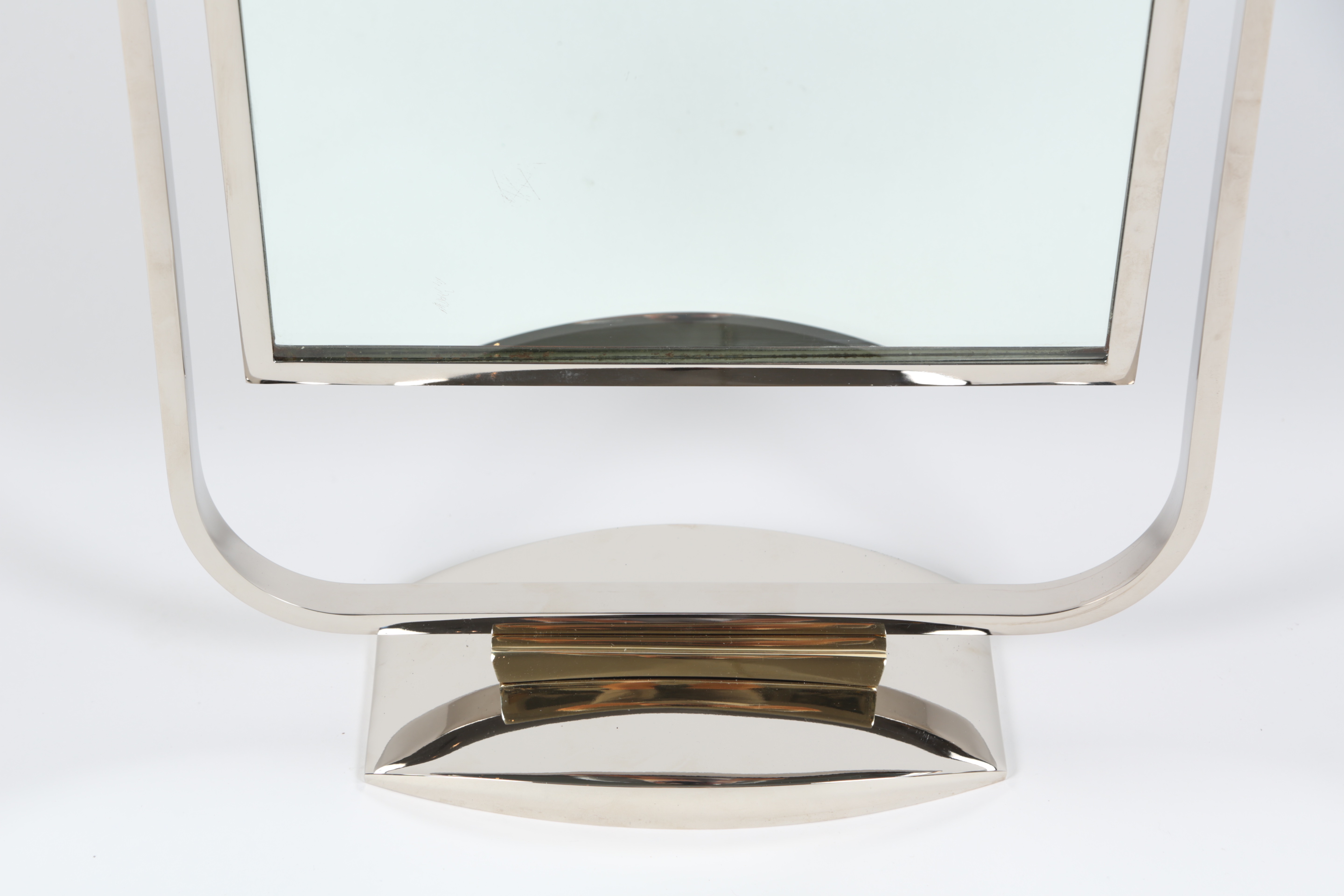 Beautiful Art Deco Table Top Mirror in Chrome and Polished Brass